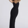 Issey svart stretch-mesh-drapert maxikjole