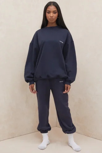 Joggebukser i marineblå fleece