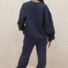 Joggebukser i marineblå fleece