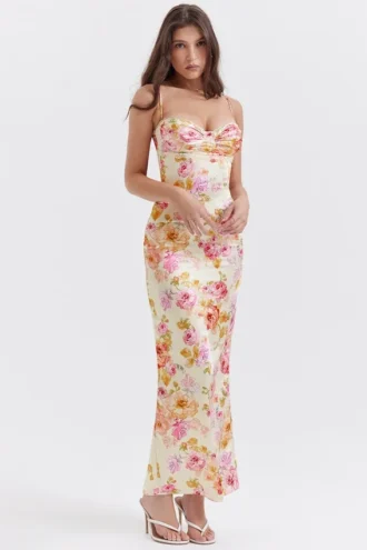 Josefina Ivory Floral Maxi Kjoler