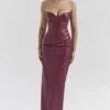 Juliana Cabernet vegansk skinn-midikjole