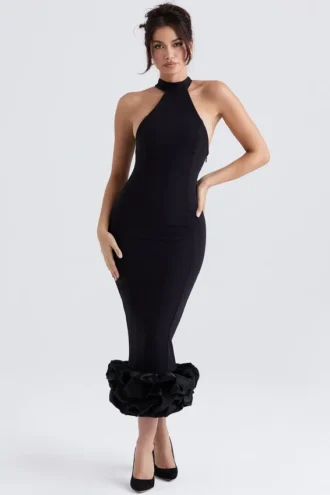 Juniper svart peplum-midikjole