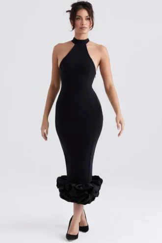 Juniper svart peplum-midikjole