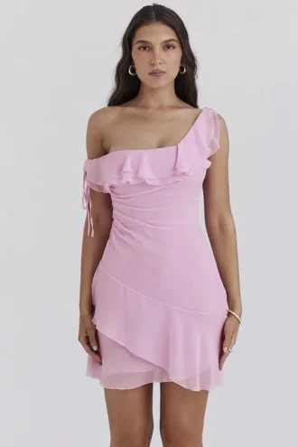 Kalena Cotton Candy Off Shoulder Mini Kjoler