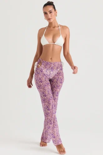 Keala Violet Floral Cutout-bukser