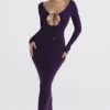 Keana Grape ribbestrikket maxikjole