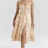 Kelly Royal Rose Print Korsetter Midi Sommerkjoler