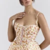 Kelly Royal Rose Print Korsetter Midi Sommerkjoler