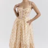 Kelly Royal Rose Print Korsetter Midi Sommerkjoler
