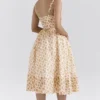 Kelly Royal Rose Print Korsetter Midi Sommerkjoler