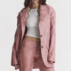 Kiera Oversized blazer i varmrosa vegansk skinn