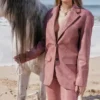 Kiera Oversized blazer i varmrosa vegansk skinn