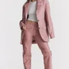 Kiera Oversized blazer i varmrosa vegansk skinn