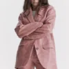 Kiera Oversized blazer i varmrosa vegansk skinn
