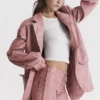 Kiera Oversized blazer i varmrosa vegansk skinn