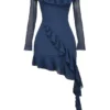 Kiki French Navy Ruffle Mini Kjoler