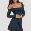 Kiki French Navy Ruffle Mini Kjoler