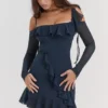 Kiki French Navy Ruffle Mini Kjoler