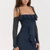 Kiki French Navy Ruffle Mini Kjoler