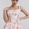 Kimmie Peach blomsterprint i bomull, minikjole