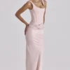 Kira Blush Pink Satin Gathered Maxi Kjoler