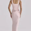Kira Blush Pink Satin Gathered Maxi Kjoler