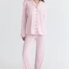 Klassisk pyjamas Rosa myk modal-pyjamasett