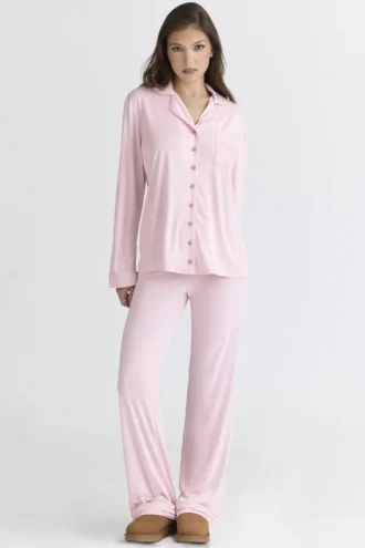 Klassisk pyjamas Rosa myk modal-pyjamasett
