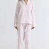 Klassisk pyjamas Rosa rutete pyjamasett i børstet bomull
