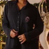 Klassisk pyjamas Svart myk modal-pyjamas Sett