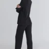 Klassisk pyjamas Svart myk modal-pyjamas Sett