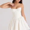 Kristiana Ivory Cotton Strapless Korsetter Mini Kjoler
