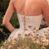 Kristiana Ivory Cotton Strapless Korsetter Mini Kjoler