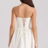 Kristiana Ivory Cotton Strapless Korsetter Mini Kjoler