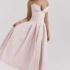 Lady Ballerina rosa stroppeløs midikjole