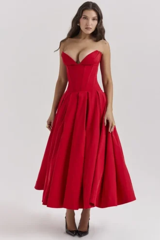 Lady Scarlet stroppeløs midikjole