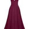 Lady Wine stroppeløs midikjole