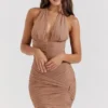Laetitia Hazelnut rynket minikjole