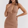 Laetitia Hazelnut rynket minikjole