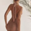 Laetitia Hazelnut rynket minikjole