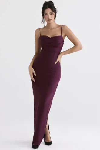 Lani Merlot korsetter-maxidress