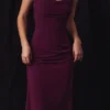 Lani Merlot korsetter-maxidress