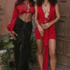 Laraine Cherry Silk Blouson Topper