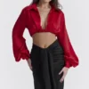 Laraine Cherry Silk Blouson Topper
