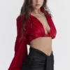 Laraine Cherry Silk Blouson Topper