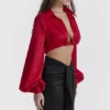 Laraine Cherry Silk Blouson Topper