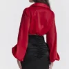 Laraine Cherry Silk Blouson Topper