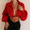 Laraine Cherry Silk Blouson Topper