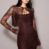 Larra Bitter Chocolate Lace Korsetter Midi Kjoler & Boleroer