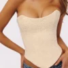 Larra Vintage Ivory Strapless Lace Korsetter Top